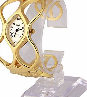 Vakind Lady Women Gold Luxury Skeleton Bracelet Bangle Dress Watch Wistwatch
