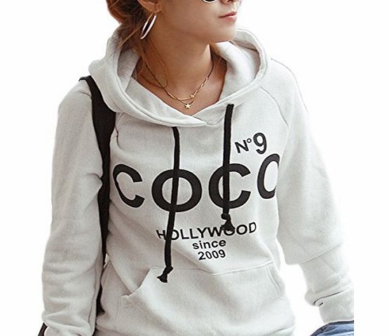 Vakind Women Korean Hoodie COCO Jacket Coat Sweatshirt Outerwear Hooded Sweater (White)