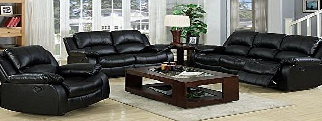 VALENCIA  Black Recliner Leather Sofa Suite 3 2 Seater Brand New 12 Months warranty FREE DELIVERY