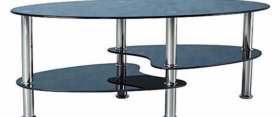 ValuFurniture Cara Black Glass Coffee Table with Chrome Legs