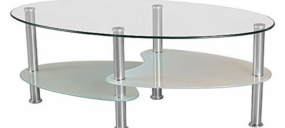 Cara Oval Clear and Frosted Glass Coffee Table