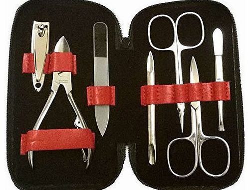 VAMA Beauty Luxury Red Leather Manicure Pedicure Nail Care Set for Ladies