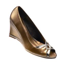 Female Hollywood Leather Upper Leather Lining Casual Shoes in Bronze and Pewter