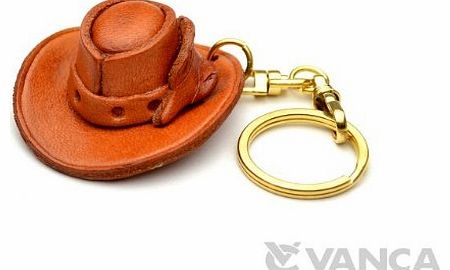Cowboy Hat Leather Western KH Keychain VANCA CRAFT-Collectible keyring Made in Japan