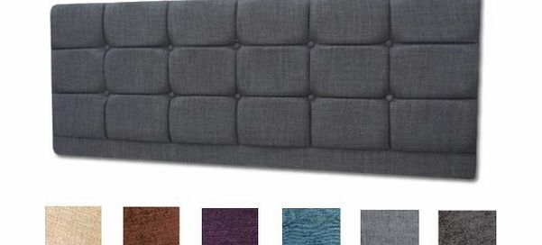 Vancouver Buttoned Headboard Turin Fabric Vancouver Headboard 5Ft King Size With Matching Buttons - Choice of 6 Colours (CHARCOAL)
