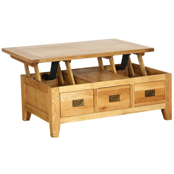 Oak Petite Coffee Table with 3 Drawers