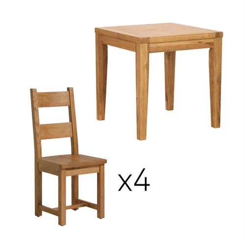 Vancouver Oak Small Dining Set with 4 Ladderback