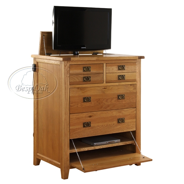 vancouver Plasma Oak 5 Drawer Chest with TV Lift
