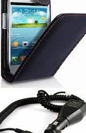Vanilla Cloud SAMSUNG GALAXY S3 MINI BLACK LEATHER FLIP CASE / COVER/ SKIN WITH SCREEN PROTECTOR AND CAR CHARGER