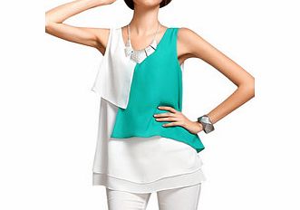 Green and white layered top