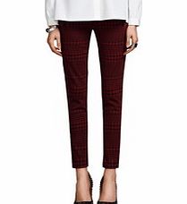 Wine cotton blend houndstooth trousers