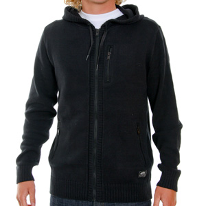 Distiller Hooded zip knit - Black