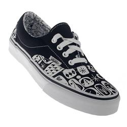 vans Era Skate Shoes -(Galinsky Print) Black/White
