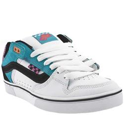 Vans Male Bucky Leather Upper Fashion Large Sizes in White and Pl Blue