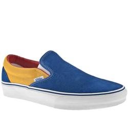 Male Classic Slip On Fabric Upper Fashion Trainers in Blue and Yellow