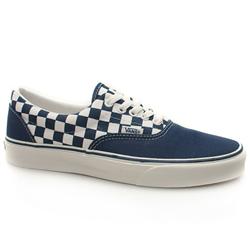 Vans Male Era Checker Fabric Upper Fashion Large Sizes in White and Navy