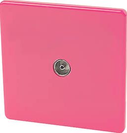 Varilight, 1228[^]11063 1-Gang Coaxial TV Socket Cerise Pink