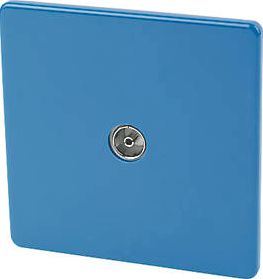 Varilight, 1228[^]11077 1-Gang Coaxial TV Socket Cobalt Blue