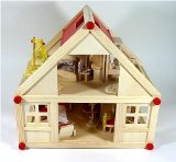 complet dolls house FREDA with furniture and family from wood
