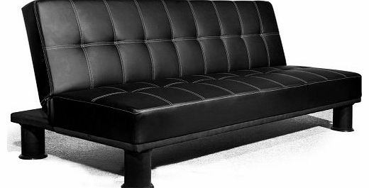Veelar 3 Seater Faux Leather Sofa Bed Futon Small Double Size Multi Colours (Black SF13004-D01)