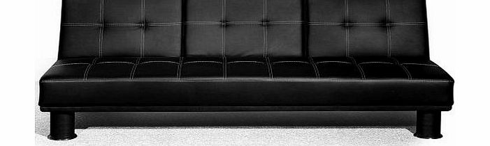 Veelar Small Double Faux Leather Sofa Bed With Fold Down Drinks Table Futon Multi Colours (Black SF13005-D01)