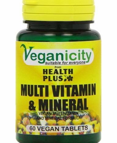 Veganicity Multi Vitamin Plus Mineral General Health and WellBeing Supplement 60 Tablets