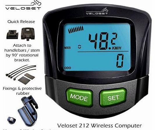 Veloset VS-212 12 Function Wireless Cycle Computer with backlight display