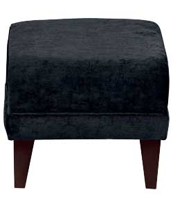 velvet Footstool - Black
