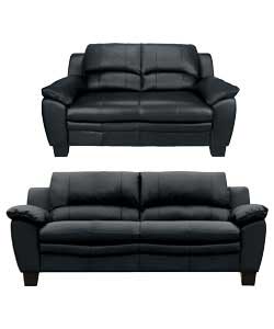 Large and Regular Leather Sofas - Black