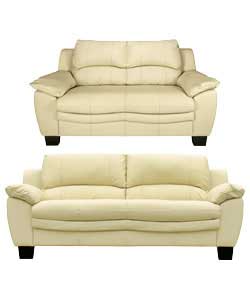 Large and Regular Leather Sofas - Ivory