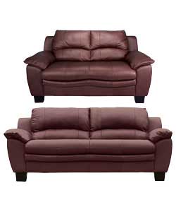 Large and Regular Leather Sofas - Wine