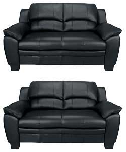 venice Regular Sofa with Regular Sofa - Black Leather