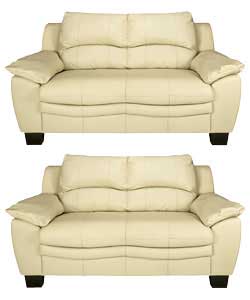 Regular Sofa with Regular Sofa - Ivory Leather