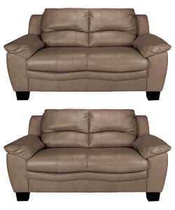 Regular Sofa with Regular Sofa - Light Brown Leather