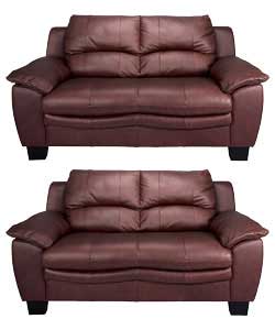 Regular Sofa with Regular Sofa - Wine Leather