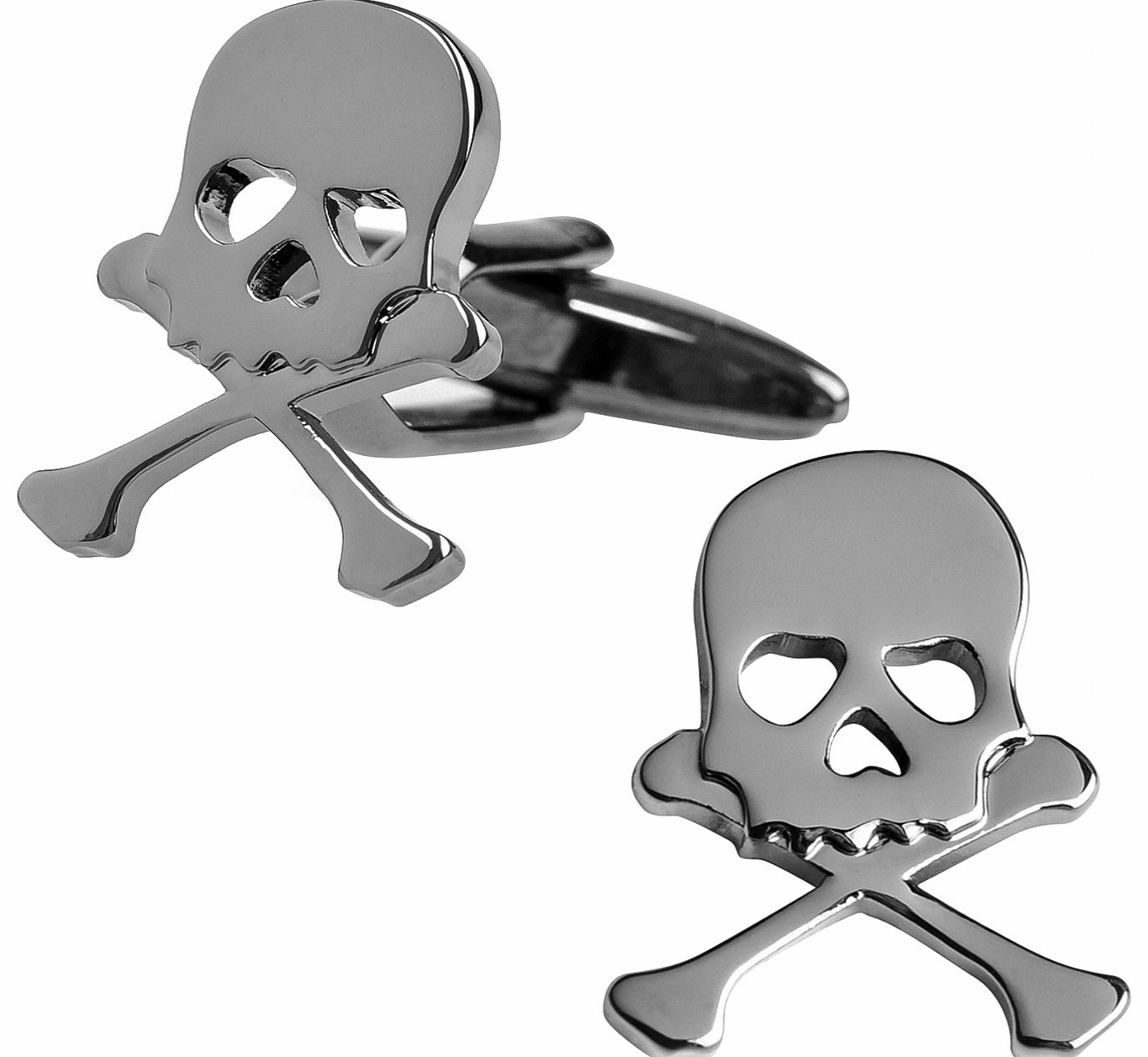 Ventuno 21 Gunmetal Skull and Crossbones Cufflinks