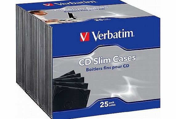 Verbatim 49982 CD Jewel Cases - Slim Black Tray 25 Pack
