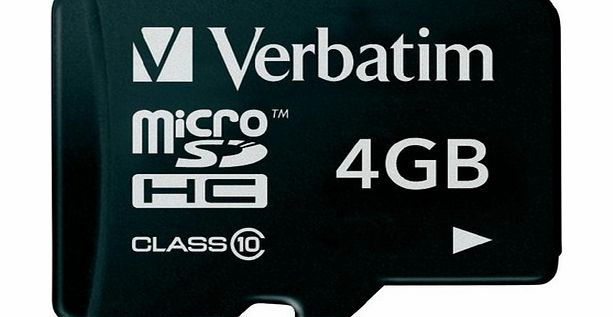 Verbatim Flash Memory Card - Micro SDHC - 4GB - Class 10
