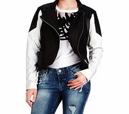 Canes black and white leather jacket