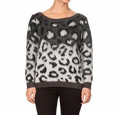 White and grey leopard print jumper