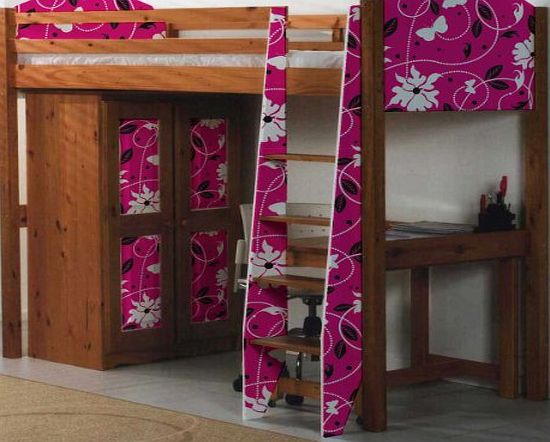 Verona Design Girls Pine Highsleeper Bed with Butterfly Design