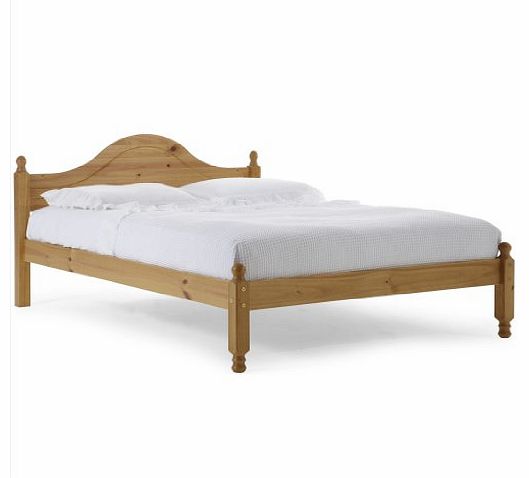 King Size Pine Bed Frame 5ft, Antique Finish, Veresi Style Curved Headboard