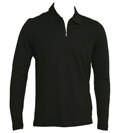Black 1/4 Zip Long Sleeve Polo Shirt