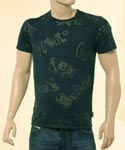 Versace Mens Black with Dark Grey Coulture Design Short Sleeve T-Shirt
