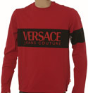 Versace Red Long Sleeve T-Shirt with Black & Red Logo