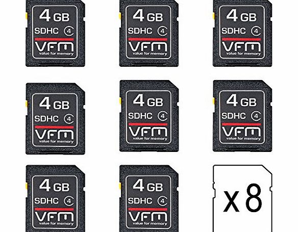 4gb Class 4 Memory Card (Pack of 8) with FREE case. Multi 4 gb SD pack (value x 8) for devices for schools, offices, trade, colleges, education, retail, business, company and home use. Bulk buy SD