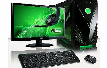 Vibox  Sharp Shooter Package 7A - 4.0GHz Extreme, Online, Gaming, Gamer, Desktop PC, Computer Full Package with 22`` Monitor, Gamer Headset, Keyboard amp; Mouse Bundle and Neon Green Internal Lighting 