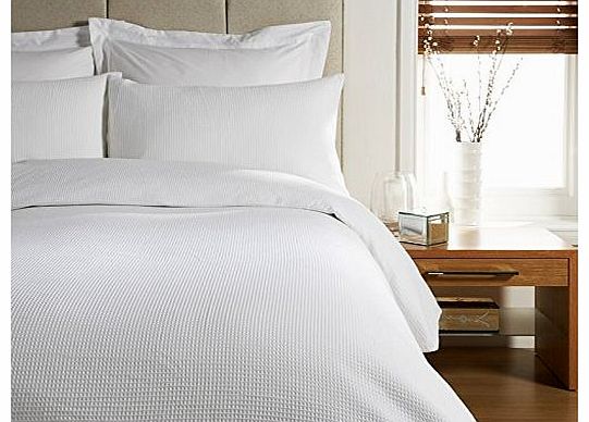 Viceroybedding WHITE Double Bed Size WAFFLE Print, Duvet Cover and Pillow Cases Bedding Set