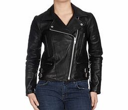Black pure leather biker jacket