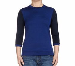 Electric blue and navy knitted top